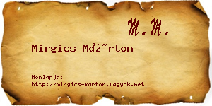 Mirgics Márton névjegykártya